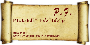 Platzkó Fülöp névjegykártya